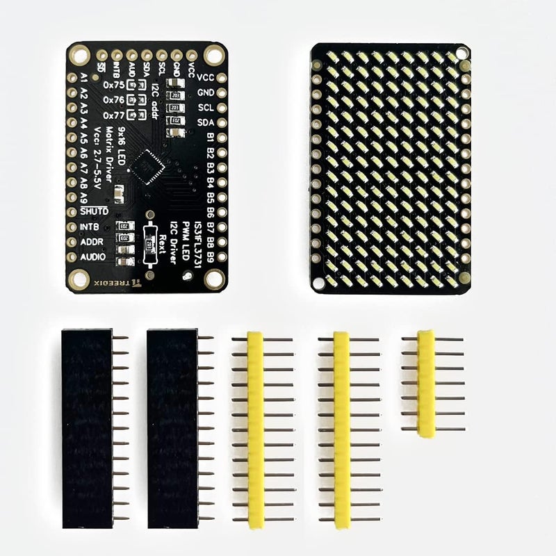 Treedix PWM LED Matrix Driver IS31FL3731 and 9x16 Grid LEDs for Arduino DIY Kits (Red) - Image 5